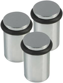 amig Deurstopper/deurbuffer - 3x - D32mm - inclusief schroeven - verchroomd