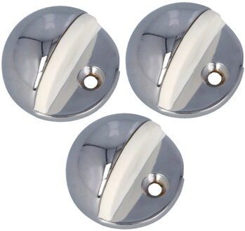 amig Deurstopper/deurbuffer - 3x - D45mm - inclusief schroeven - verchroomd