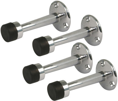 amig Deurstopper/deurbuffer - 4x - 75mm - muurbevestiging - verchroomd messing