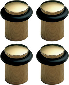 amig Deurstopper/deurbuffer - 4x - D20mm - inclusief schroeven - goud  - Deurstoppers Goudkleurig