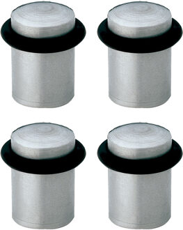 amig Deurstopper/deurbuffer - 4x - D20mm - inclusief schroeven - mat rvs