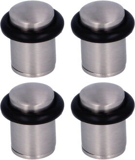 amig Deurstopper/deurbuffer - 4x - D20mm - inclusief schroeven - mat zilver