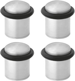 amig Deurstopper/deurbuffer - 4x - D30mm - inclusief schroeven - mat rvs  - Deurstoppers Zilverkleurig