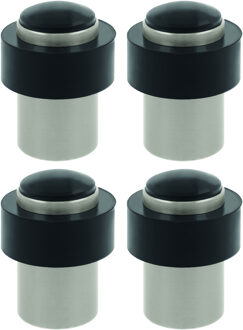 amig Deurstopper/deurbuffer - 4x - D30mm - inclusief schroeven - mat zilver