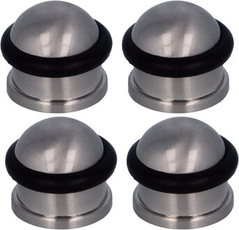 amig Deurstopper/deurbuffer - 4x - D30mm - inclusief schroeven - mat zilver