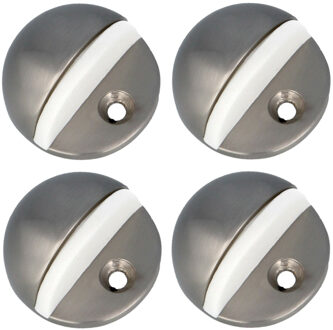 amig Deurstopper/deurbuffer - 4x - D45mm - inclusief schroeven - geborsteld nikkel