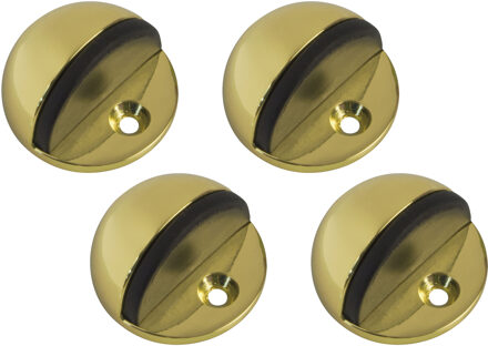 amig Deurstopper/deurbuffer - 4x - D45mm - inclusief schroeven - goud  - Deurstoppers Goudkleurig