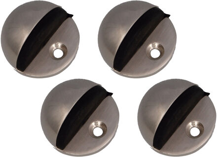 amig Deurstopper/deurbuffer - 4x - D45mm - inclusief schroeven - mat zilver