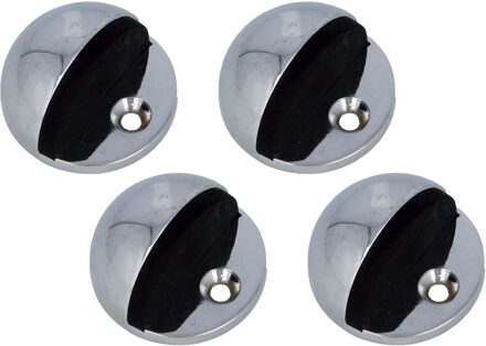 amig Deurstopper/deurbuffer - 4x - D45mm - inclusief schroeven - verchroomd
