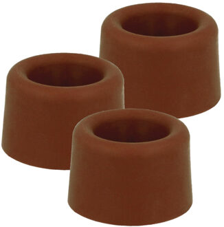 amig Deurstopper/deurbuffer - 6x - D23mm - inclusief schroeven - rubber - bruin