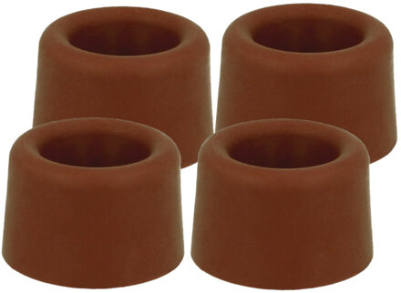 amig Deurstopper/deurbuffer - 8x - D40mm - inclusief schroeven - rubber - bruin
