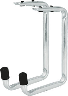 amig Garage/fiets plafond ophanghaken - 2x - metaal - zilver - H15 cm x B11 cm