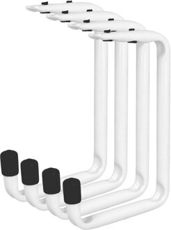 amig Garage/fiets plafond ophanghaken - 4x - metaal - wit - H15 cm x B11 cm