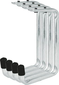 amig Garage/fiets plafond ophanghaken - 4x - metaal - zilver - H15 cm x B11 cm