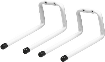 amig Garage wand/muur ophanghaken - 2x - metaal - wit - H12 cm x L19 cm