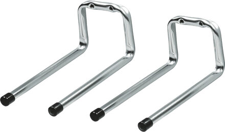 amig Garage wand/muur ophanghaken - 2x - metaal - zilver - H12 cm x L19 cm