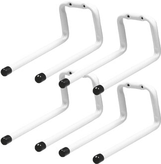 amig Garage wand/muur ophanghaken - 4x - metaal - wit - H12 cm x L19 cm