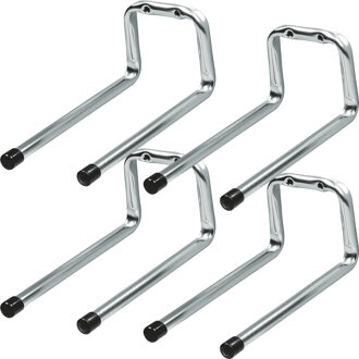 amig Garage wand/muur ophanghaken - 4x - metaal - zilver - H12 cm x L19 cm