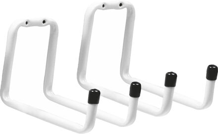 amig Garage/zolder gereedschap wand/muur ophanghaken - 2x - metaal - wit - H12 cm x B17.5 cm