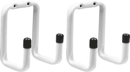 amig Garage/zolder gereedschap wand/muur ophanghaken - 2x - metaal - wit - H12 cm x B7.5 cm