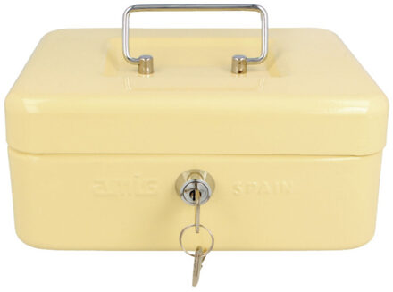 amig Geldkistje met 2 sleutels - beige - staal - muntbakje - 20 x 16 x 7 cm - inbraakbeveiliging