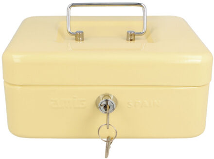 amig Geldkistje met 2 sleutels - beige - staal - muntbakje - 20 x 16 x 9 cm - inbraakbeveiliging