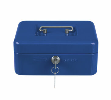 amig Geldkistje met 2 sleutels - blauw - staal - muntbakje - 20 x 16 x 7 cm - inbraakbeveiliging