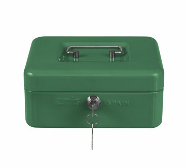 amig Geldkistje met 2 sleutels - groen - staal - muntbakje - 15 x 11 x 7 cm - inbraakbeveiliging