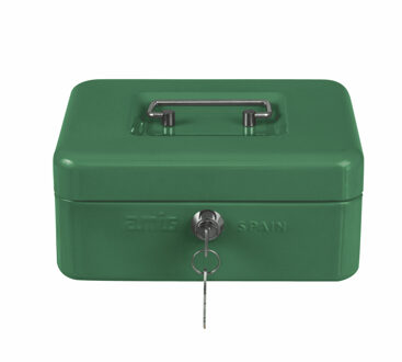 amig Geldkistje met 2 sleutels - groen - staal - muntbakje - 20 x 16 x 7 cm - inbraakbeveiliging