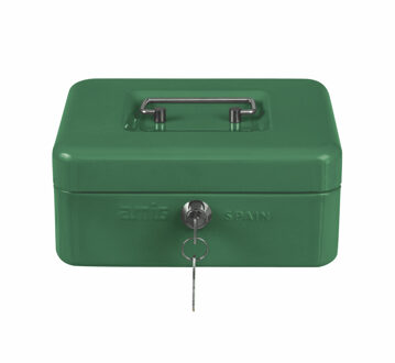 amig Geldkistje met 2 sleutels - groen - staal - muntbakje - 20 x 16 x 9 cm - inbraakbeveiliging