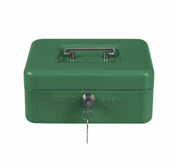 amig Geldkistje met 2 sleutels - groen - staal - muntbakje - 25 x 18 x 9 cm - inbraakbeveiliging