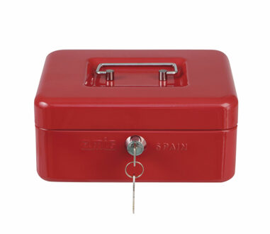 amig Geldkistje met 2 sleutels - rood - staal - muntbakje - 20 x 16 x 9 cm - inbraakbeveiliging