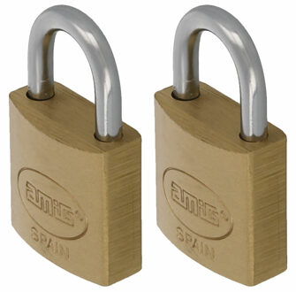 amig Hangslot met 2 sleutels - 2x - 25 mm - messing - kofferslot