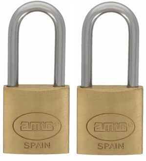 amig Hangslot met 2 sleutels - 2x - 25 mm - messing - kofferslot