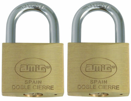 amig Hangslot met 2 sleutels - 2x - 40 mm - messing - kofferslot