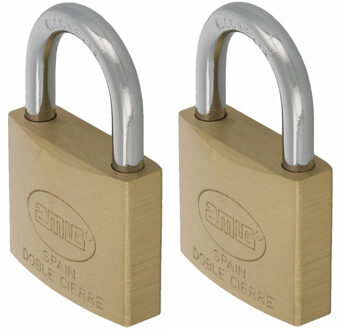 amig Hangslot met 2 sleutels - 2x - 60 mm - messing - kofferslot