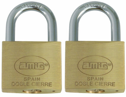 amig Hangslot met 2 sleutels - 2x - 70 mm - messing - kofferslot