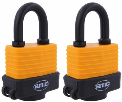 amig Hangslot met 2 sleutels - 2x - D50 mm - voor outdoor gebruik - weersbestendig - gelamineerd