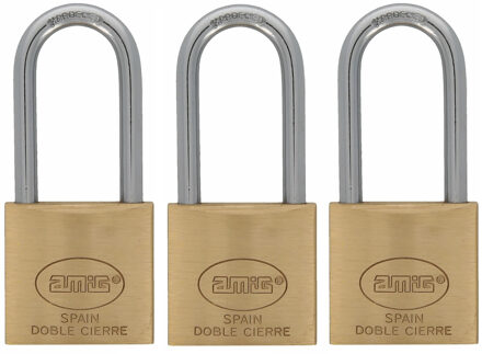 amig Hangslot met 2 sleutels - 3x - 20 mm - messing - kofferslot