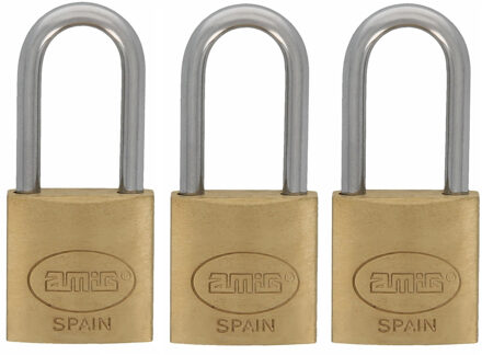 amig Hangslot met 2 sleutels - 3x - 25 mm - messing - kofferslot