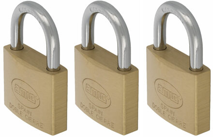 amig Hangslot met 2 sleutels - 3x - 30 mm - messing - kofferslot