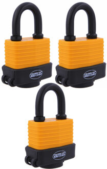 amig Hangslot met 2 sleutels - 3x - D50 mm - voor outdoor gebruik - weersbestendig - gelamineerd