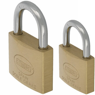 amig Hangsloten / koffersloten set - 2x stuks - maat 30/50 mm - messing - incl 2 sleutels per slot