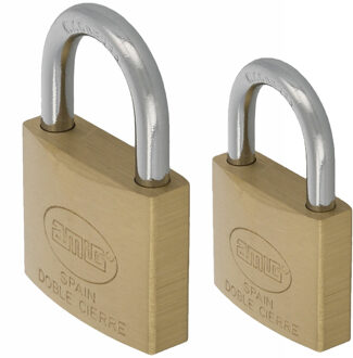 amig Hangsloten / koffersloten set - 2x stuks - maat 40/60 mm - messing - incl 2 sleutels per slot