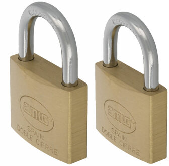 amig Hangsloten / koffersloten set - 2x stuks - maat 50/60 mm - messing - incl 2 sleutels per slot