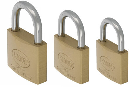 amig Hangsloten / koffersloten set - 3x stuks - maat 30/40/50 mm - messing - incl 2 sleutels per slot