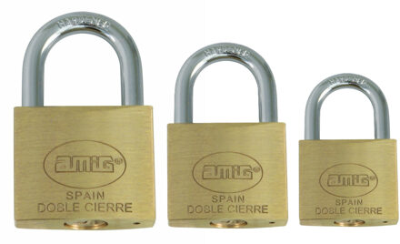 amig Hangsloten / koffersloten set - 3x stuks - maat 30/40/50 mm - messing - incl 2 sleutels per slot