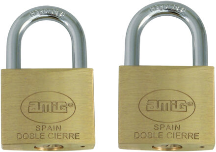 amig Hangsloten set 30 mm en 40 mm - messing - kofferslot - met 2 sleutels