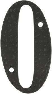 amig Huisnummer 0 - massief gesmeed staal - 10cm - incl. bijpassende schroeven - zwart
