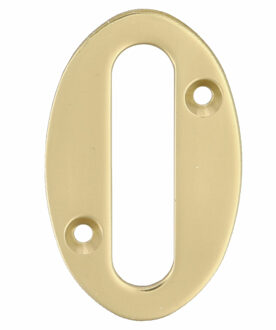 amig Huisnummer 0 - massief messing - 5cm - incl. bijpassende schroeven - gepolijst - goudkleur